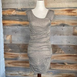 🛑BOGO‼️🆕🤎CLU GOLD/BRONZE METALLIC RUCHED SIDE BODYCON